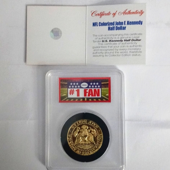 24K Gold Plated, NFL Washington Red Skins Coin, U.S. Mint Half Dollar. - Picture 2 of 7